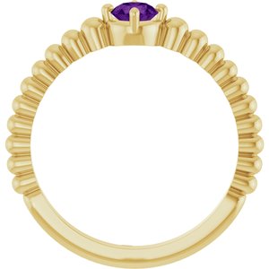 14K Yellow Gold Natural Amethyst Graduated Bead Ring – image 2