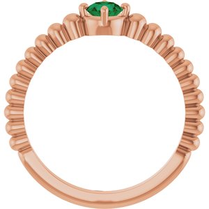 14K Rose Gold Natural Emerald Graduated Bead Ring – image 2