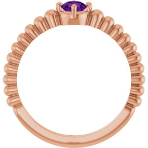 14K Rose Gold Natural Amethyst Graduated Bead Ring – image 2