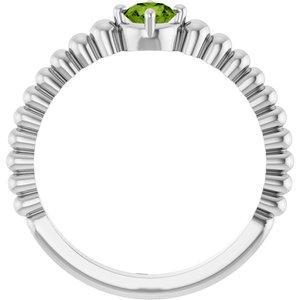 Sterling Silver Natural Peridot Graduated Bead Ring – image 2