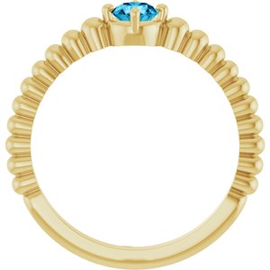 14K Yellow Gold Natural Aquamarine Graduated Bead Ring – image 2