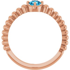 14K Rose Gold Natural Aquamarine Graduated Bead Ring – image 2
