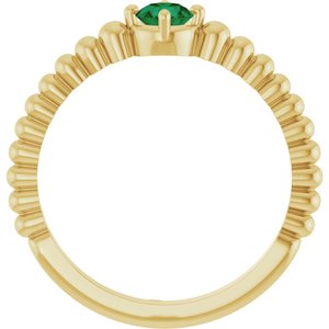 14K Yellow Gold Lab-Grown Emerald Graduated Bead Ring – image 2