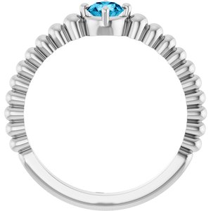 14K White Gold Natural Aquamarine Graduated Bead Ring – image 2