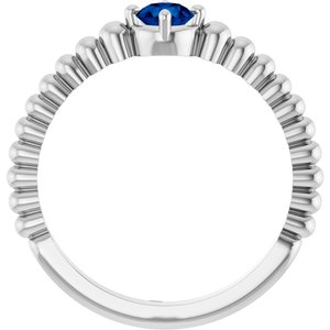14K White Gold Natural Blue Sapphire Graduated Bead Ring – image 2