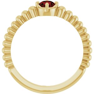 14K Yellow Gold Natural Mozambique Garnet Graduated Bead Ring – image 2
