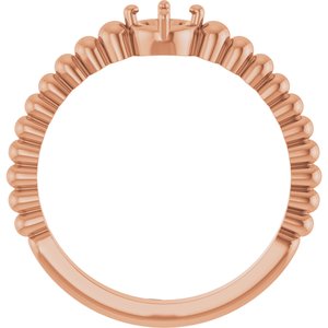 14K Rose Gold 4 mm Round Graduated Bead Ring Mounting – image 4