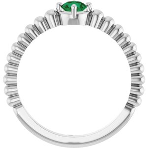 Platinum Lab-Grown Emerald Graduated Bead Ring – image 2