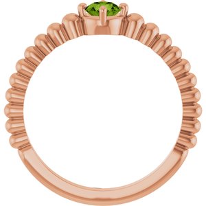 14K Rose Gold Natural Peridot Graduated Bead Ring – image 2
