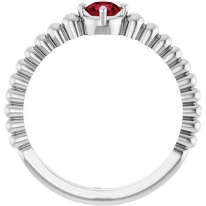 Sterling Silver Lab-Grown Ruby Graduated Bead Ring – image 2