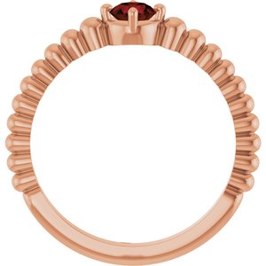 14K Rose Gold Natural Mozambique Garnet Graduated Bead Ring – image 2