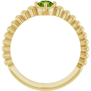 14K Yellow Gold Natural Peridot Graduated Bead Ring – image 2