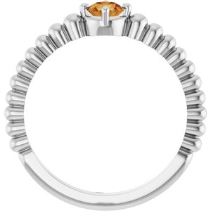 Sterling Silver Natural Citrine Graduated Bead Ring – image 2