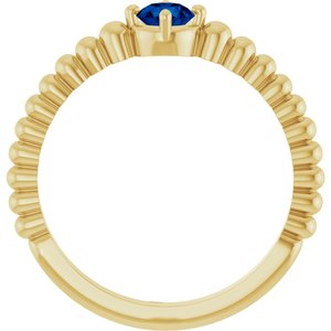14K Yellow Gold Natural Blue Sapphire Graduated Bead Ring – image 2