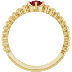 14K Yellow Gold Natural Ruby Graduated Bead Ring – image 2