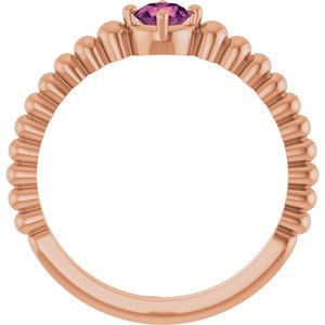 14K Rose Gold Natural Pink Tourmaline Graduated Bead Ring – image 2