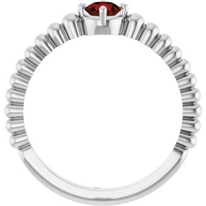 Sterling Silver Natural Mozambique Garnet Graduated Bead Ring – image 2