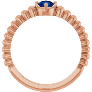 14K Rose Gold Lab-Grown Blue Sapphire Graduated Bead Ring – image 2