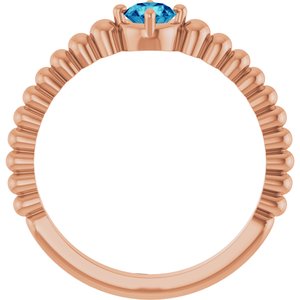 14K Rose Gold Natural Zircon Graduated Bead Ring – image 2