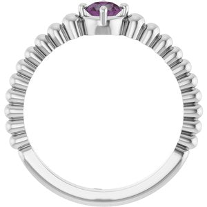 Sterling Silver Lab-Grown Alexandrite Graduated Bead Ring – image 2