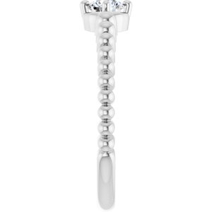 14K White Gold 4 mm Round Graduated Bead Ring Mounting – image 7