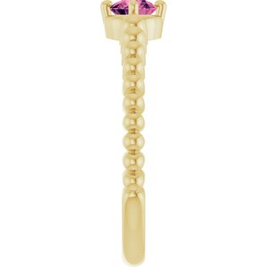 14K Yellow Gold Natural Pink Tourmaline Graduated Bead Ring – image 4