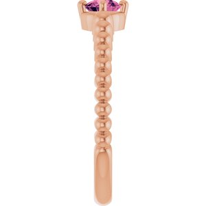 14K Rose Gold Natural Pink Tourmaline Graduated Bead Ring – image 4