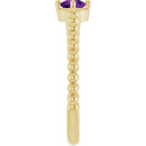 14K Yellow Gold Natural Amethyst Graduated Bead Ring – image 4