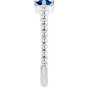 Sterling Silver Lab-Grown Blue Sapphire Graduated Bead Ring – image 4
