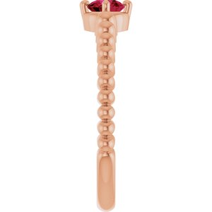 14K Rose Gold Lab-Grown Ruby Graduated Bead Ring – image 4