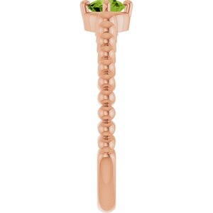 14K Rose Gold Natural Peridot Graduated Bead Ring – image 4