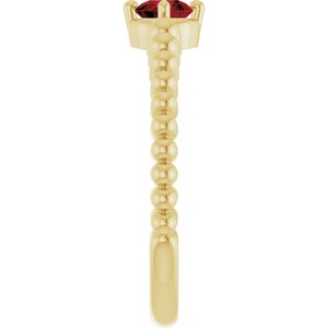 14K Yellow Gold Natural Mozambique Garnet Graduated Bead Ring – image 4