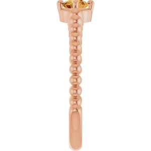 14K Rose Gold Natural Citrine Graduated Bead Ring – image 4