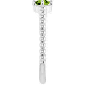 Sterling Silver Natural Peridot Graduated Bead Ring – image 4