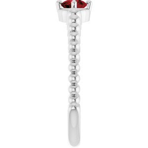 Sterling Silver Natural Mozambique Garnet Graduated Bead Ring – image 4