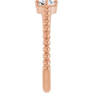 14K Rose Gold 4 mm Round Graduated Bead Ring Mounting – image 7