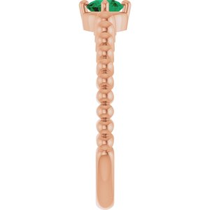 14K Rose Gold Natural Emerald Graduated Bead Ring – image 4