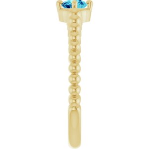 14K Yellow Gold Natural Zircon Graduated Bead Ring – image 4