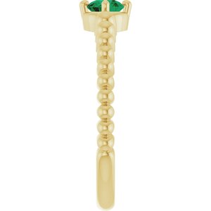 14K Yellow Gold Natural Emerald Graduated Bead Ring – image 4