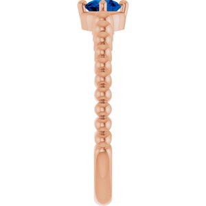 14K Rose Gold Natural Blue Sapphire Graduated Bead Ring – image 4