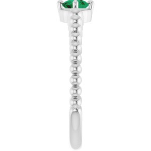 Sterling Silver Lab-Grown Emerald Graduated Bead Ring – image 4