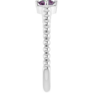 14K White Gold Lab-Grown Alexandrite Graduated Bead Ring – image 4