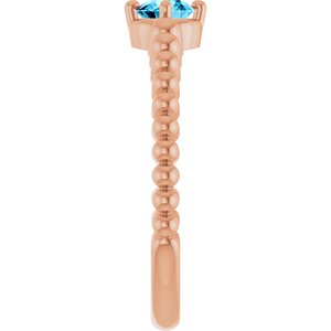 14K Rose Gold Natural Aquamarine Graduated Bead Ring – image 4