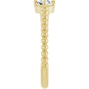 14K Yellow Gold 4 mm Round Graduated Bead Ring Mounting – image 7