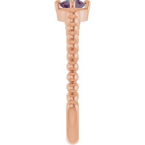 14K Rose Gold Lab-Grown Alexandrite Graduated Bead Ring – image 4