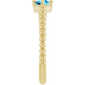 14K Yellow Gold Natural Aquamarine Graduated Bead Ring – image 4