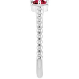 14K White Gold Natural Ruby Graduated Bead Ring – image 4