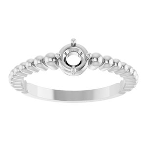 14K White Gold 4 mm Round Graduated Bead Ring Mounting – image 6
