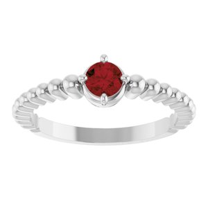 14K White Gold Natural Mozambique Garnet Graduated Bead Ring – image 3