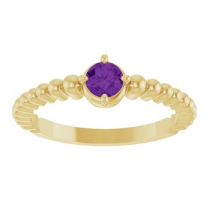 14K Yellow Gold Natural Amethyst Graduated Bead Ring – image 3